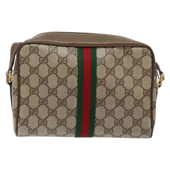 GUCCI GG Supreme Web Sherry Line Shoulder Bag PVC Beige 68 02 004 Auth 134064 - Picture 3 of 16